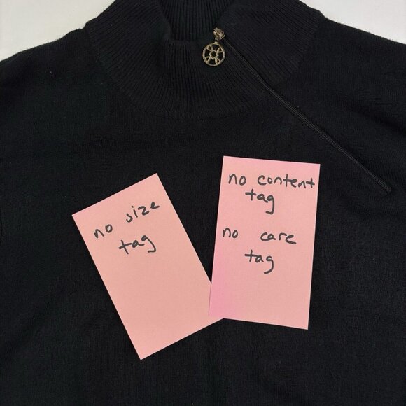 Luxe 360  Women’s Sweater M Black Mock Neck Turtle Neck Gold Zipper MCM Madmen - Picture 10 of 14